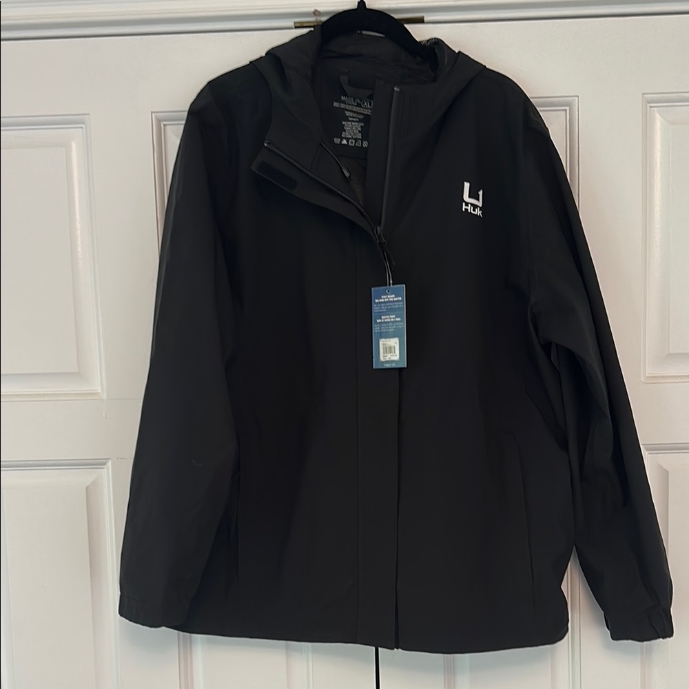 Huk Black Outdoor Jacket with Hood